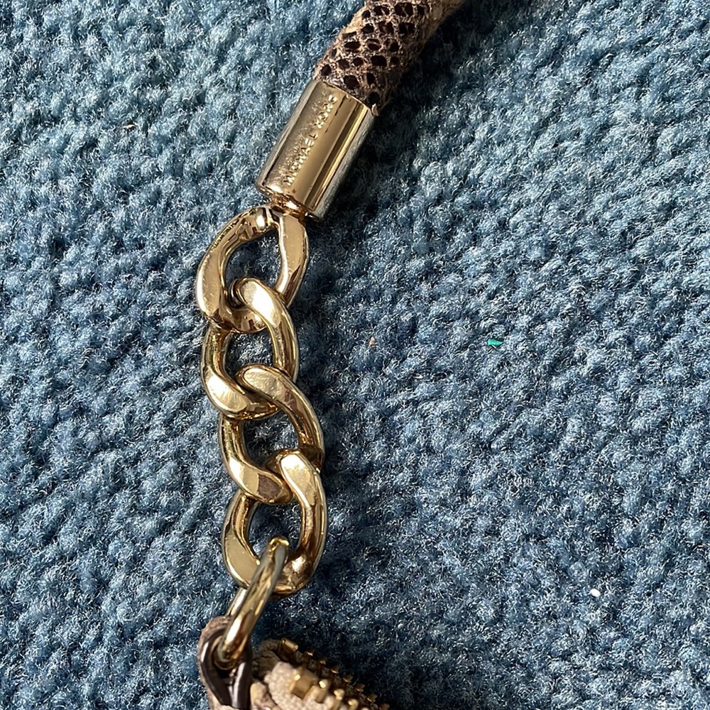 Michael Kors Beige/Black Python Effect Leather Fu… - image 4